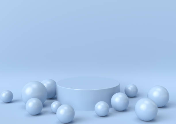 istock Creative minimal summer idea for podium display or showcase, Concept blue stage with pastel background. 3d render. 1172903410