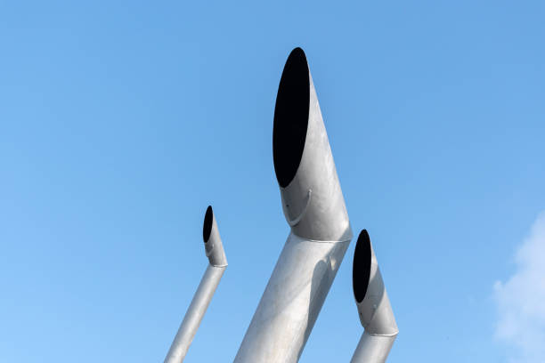 istock Ship chimney without exhaust fumes, copy space. Vessel engine off. Environmental air pollution concept. 1172906711