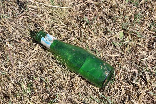 istock A green bottle dumped in a rural area, environmental pollution 1172909532