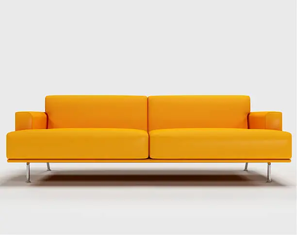 Photo of orange  leather sofa