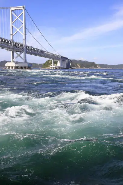 Naruto whirlpools and Onaruto bridge in Tokushima, Japan