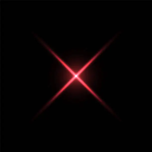 Vector illustration of Red x shape light on black background
