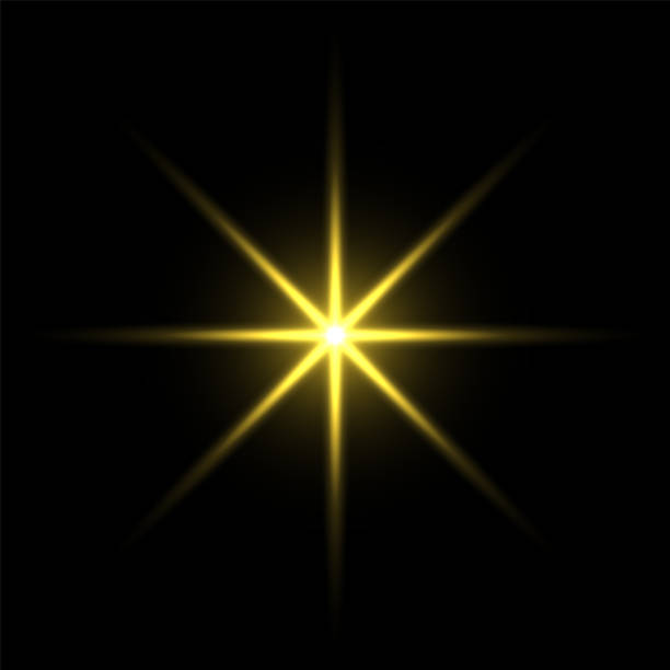 ilustraciones, imágenes clip art, dibujos animados e iconos de stock de estrella de luz dorada sobre fondo negro - cross cross shape shiny gold