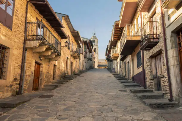 Medieval streets of the beautiful and picturesque town of Puebla de Sanabria in the province of Zamora, declared as a historical and artistic complex.