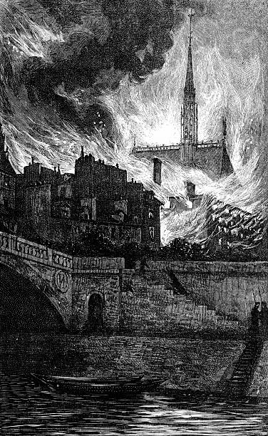 ilustrações, clipart, desenhos animados e ícones de paris está queimando, 1871 - siege of paris