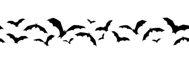 Horizontal seamless background with bats. Vector illustration. Vector horizontal seamless background with bats on a white background. bats stock illustrations
