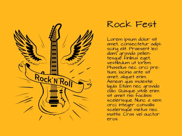 Vector illustration of Rock and Roll Fest Poster Vector Illustration
