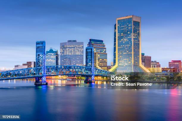 Jacksonville Florida Usa Downtown City Skyline Stock Photo - Download Image Now - Jacksonville - Florida, Florida - US State, Urban Skyline