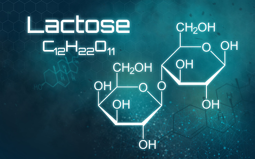 Chemical formula of Lactose on a futuristic background