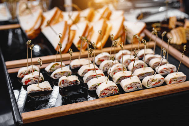 istock Beautiful decorat catering banquet table. Snacks and appetizers. Wedding celebration 1172940997