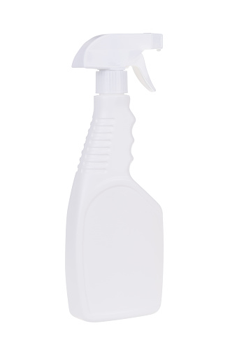 White plastic liquid detergent bottle isolated on white. With clipping path.