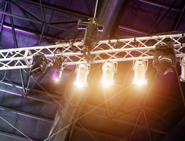 istock Multiple LED lights equipment on Concert stage. 1172942946