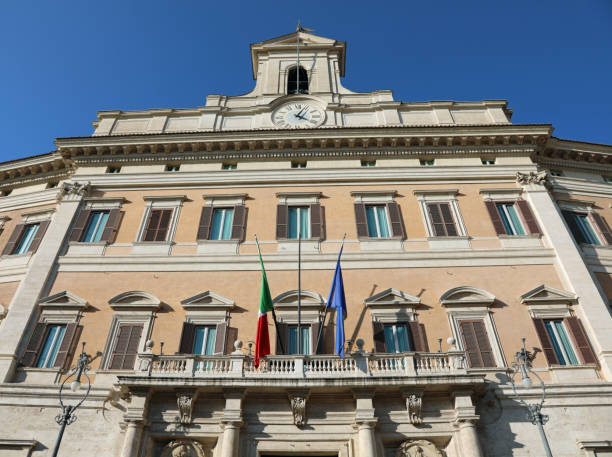 istock Italian parliament with flags and no people 1172943721