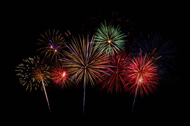 istock Colorful fireworks on black background 1172953808
