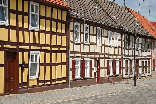 Half Timbered Houses in Templin, a little german town in the Uckermark, Brandenburg. Angela Merkel, Chancellor of Germany, grew up in this town.