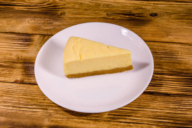 istock White plate with cheesecake New York on wooden table 1172959545