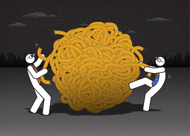 ilustrações de stock, clip art, desenhos animados e ícones de business-tangled knot - skill emotional stress occupation men