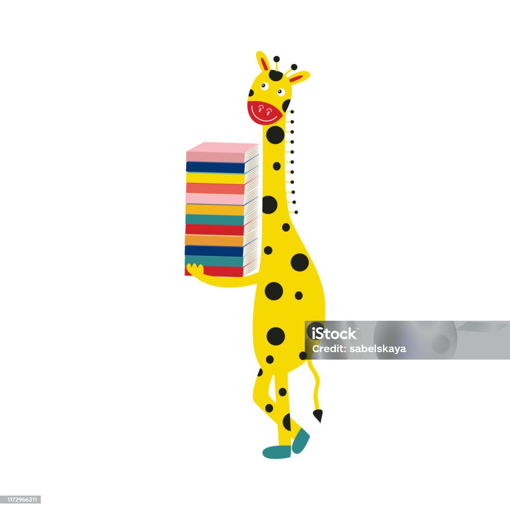 Vetores de O Personagem De Banda Desenhada Do Giraffe Nos Carrinhos Dos