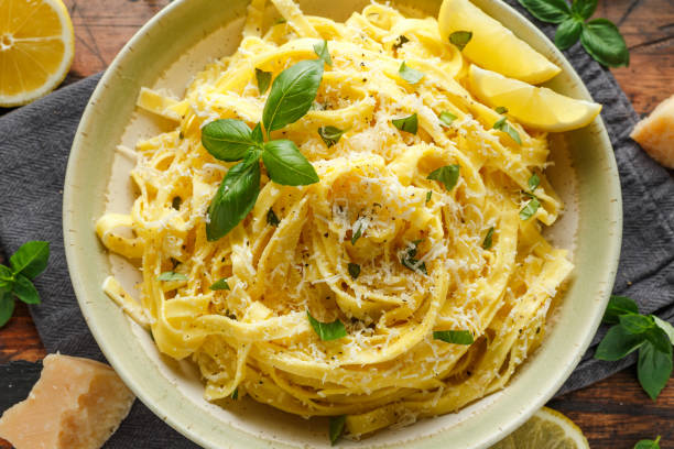 istock Pasta al Limone, Lemon with basil and parmesan cheese 1172970043