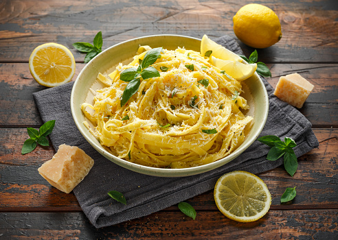 Pasta al Limone, Lemon with basil and parmesan cheese.