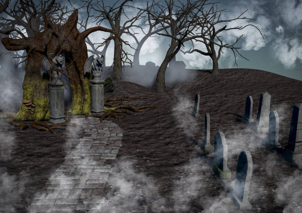 istock A dark fantasy forest with creepy trees. 1172973783
