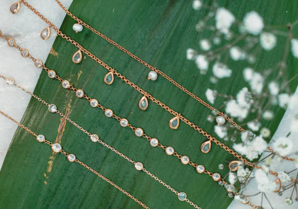 istock Many necklaces set on a green leaf 1172980927