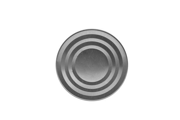 istock Closed silver tin can isolated on white background, mock up / template real image 1172982269
