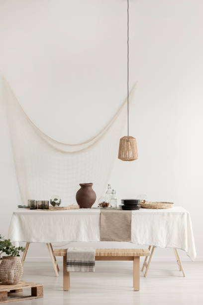 istock Picture presenting bright minimal dining room interior 1172982289