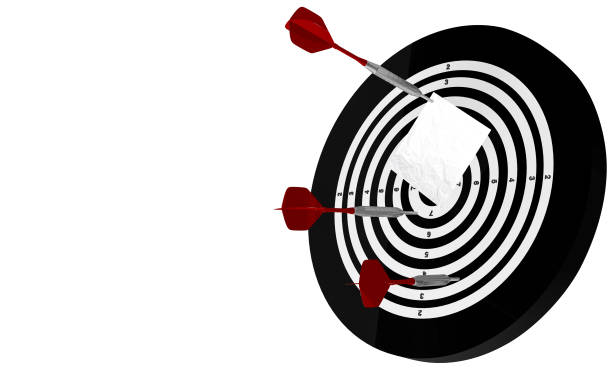 istock Realistic of Dartboard with three dart arrows stick to white note paper 1172984685