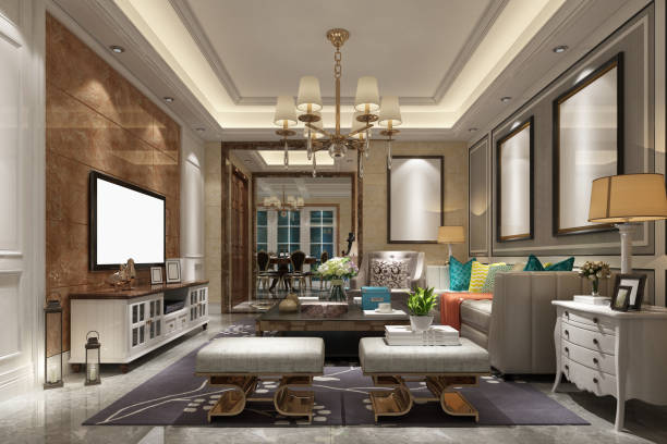 istock 3D Render of Classic Style Home Living room 1172985490