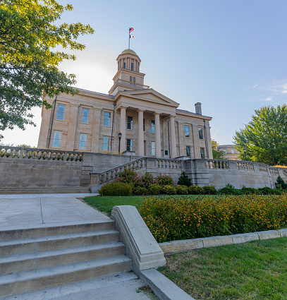 The old Iowa state Capitol, in the Iowa City, United States of America, under clear Sky