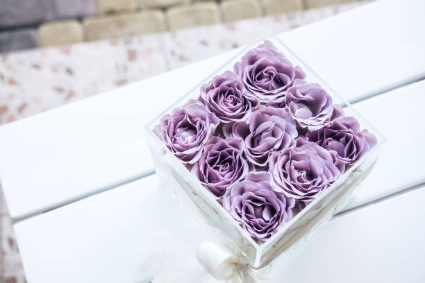 istock Pastel purple roses in clear acrylic box 1172993796