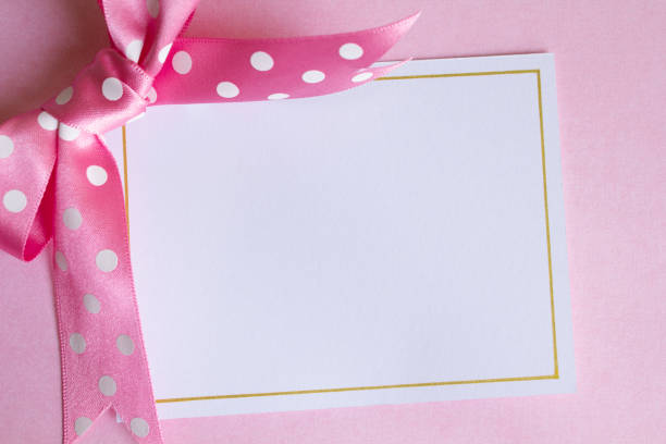 istock Blank notecard with pink ribbons 1172995050