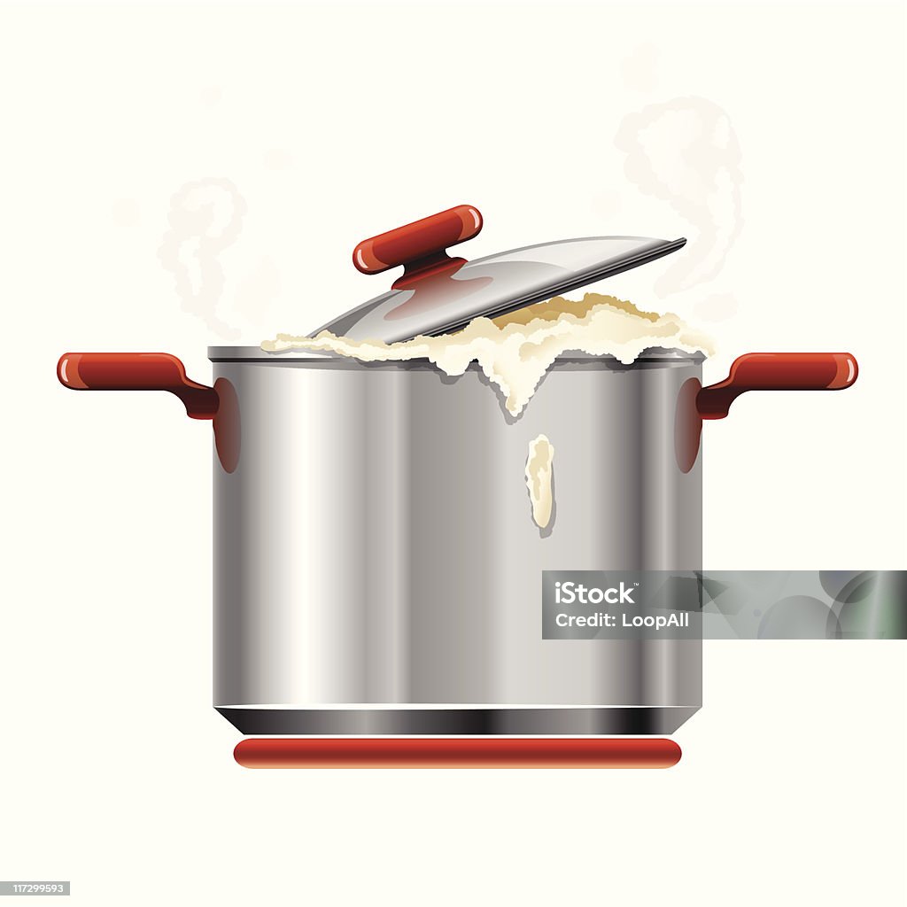 vector new plata pan tableware aislado de ebullición - arte vectorial de Gachas de avena libre de derechos