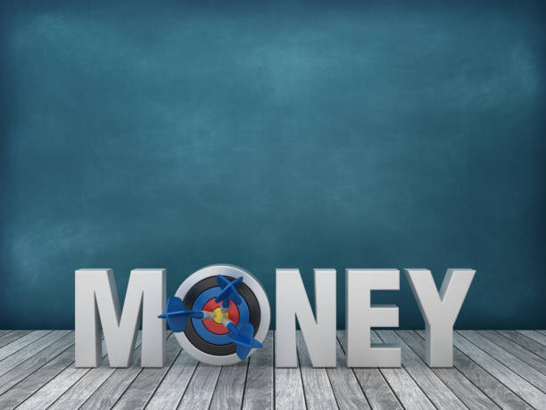 istock 3D Word MONEY with Target on Chalkboard Background - 3D Rendering 1172996861
