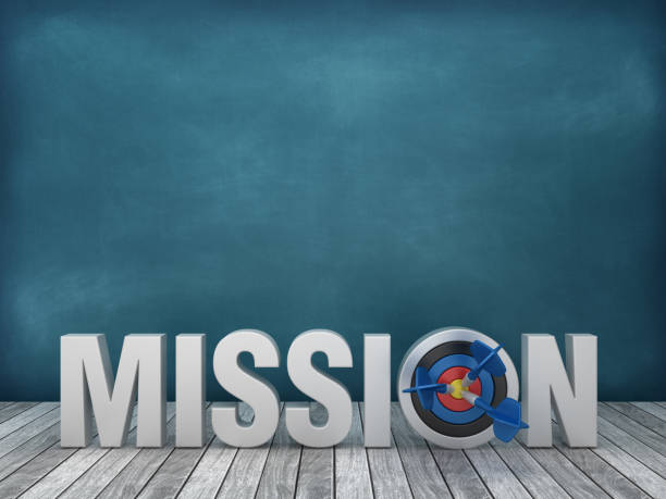 istock 3D Word MISSION with Target on Chalkboard Background - 3D Rendering 1172996882