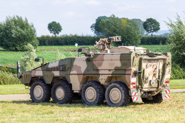 istock Armoured fighting vehicle, afv from german army stands on field 1173001741