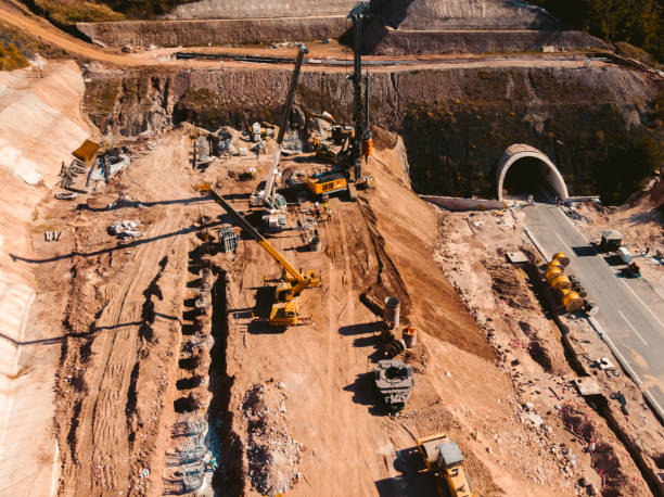 istock Aerial view of a construction site 1173007606