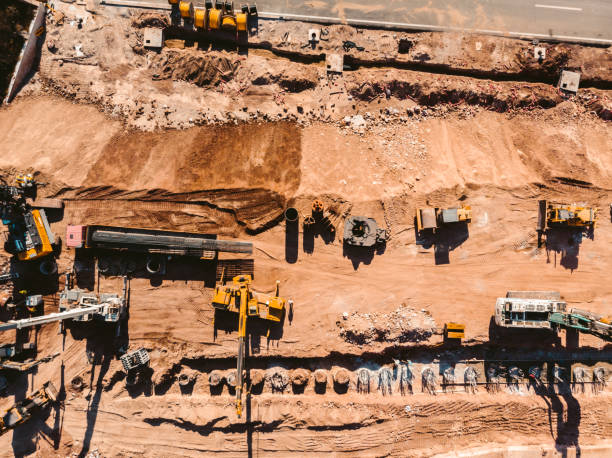 istock Aerial view of a construction site 1173007633