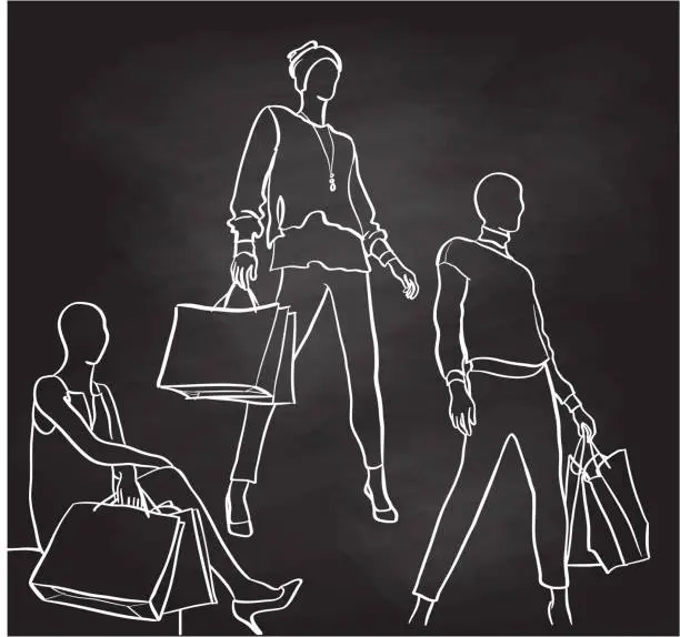 Vector illustration of Shopping Mannequins Chalkboard