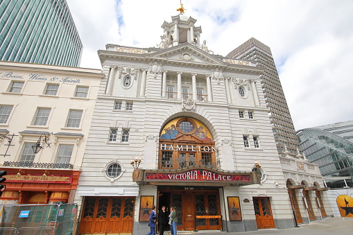 London England - May 31, 2019: People visit Victoria Palace theatre London England