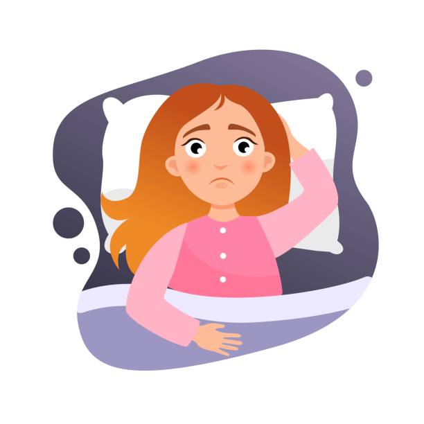 Illustration of a cute girl in the bed. vector art illustration