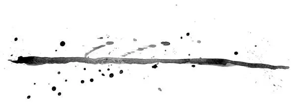 Photo of Single line in black watercolor with splashes