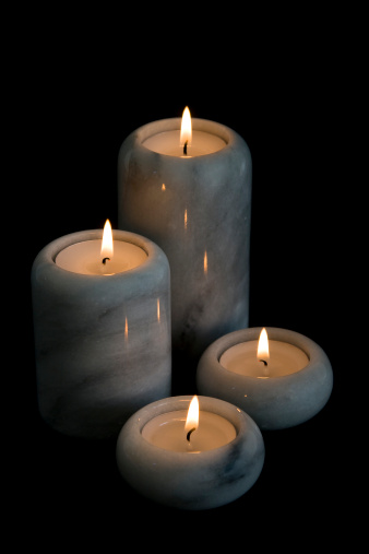 marble candle holders, isolated on black - for more tealights click here