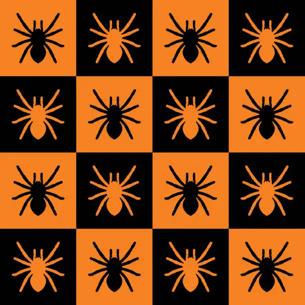 Vector illustration of Tarantulas Checkerboard Seamless Pattern