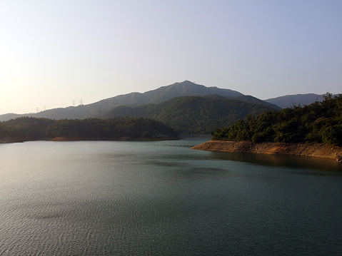 The idyllic Shing Mun reservoir Country Park, located in New Territories of Hong Kong.