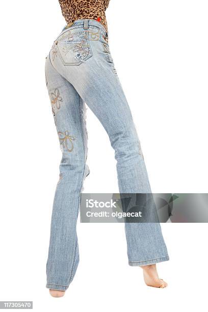 Blue Jeans Stock Photo - Download Image Now - Adult, Back, Barefoot