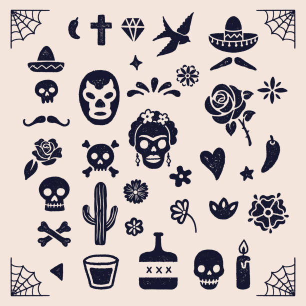 Vintage Day of the Dead graphics vector art illustration