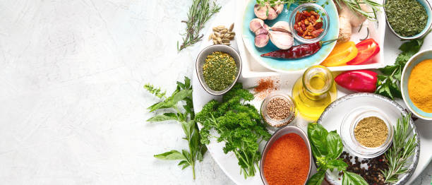 istock Fresh and dried herbs and spices 1173055146