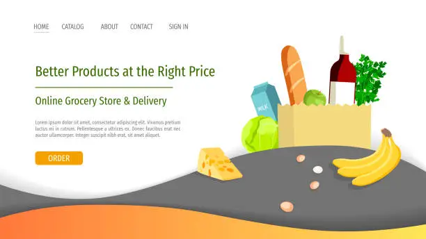 Vector illustration of Online Grocery store and home delivery